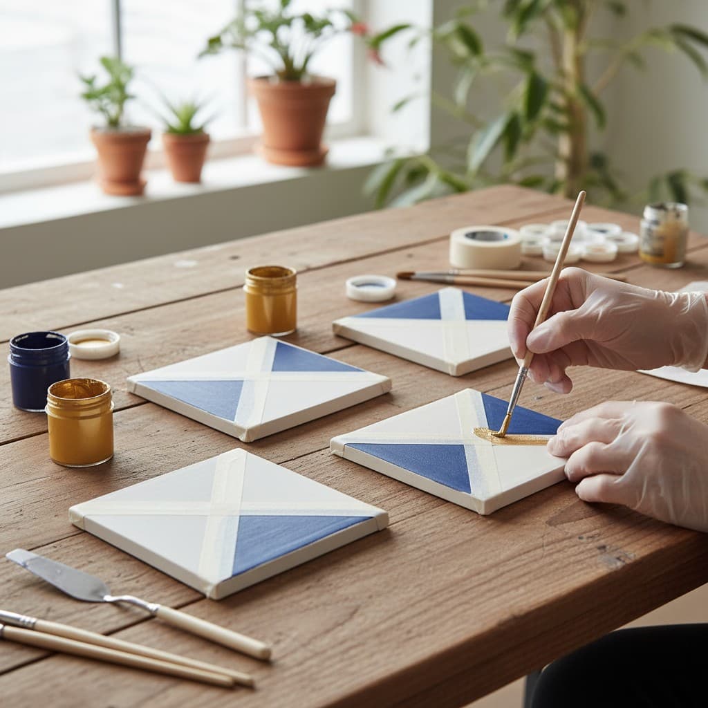 Präzision trifft Kreativität: Mit Klebeband entstehen makellose geometrische Designs.